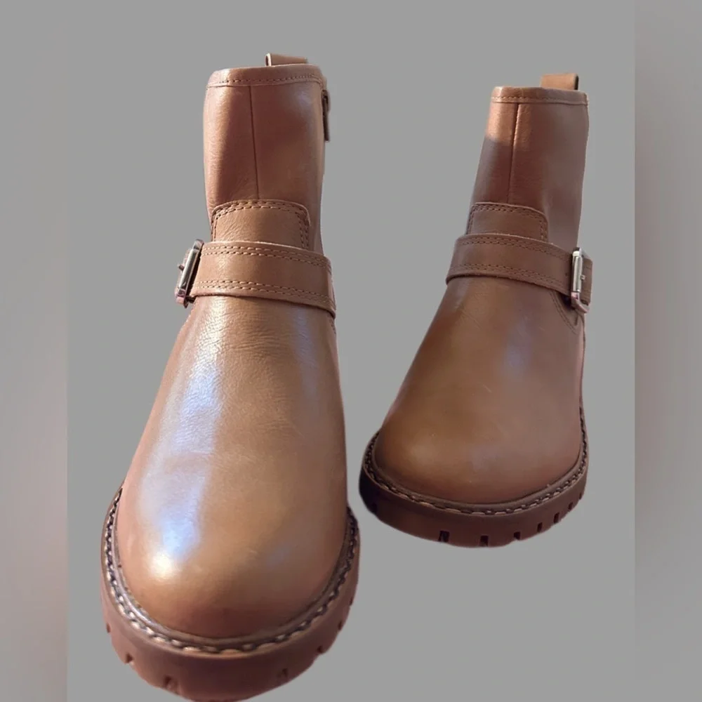 NEW Lucky Brand Women's Kenadie Ankle Riding Boot Brown Leather Size 7.5